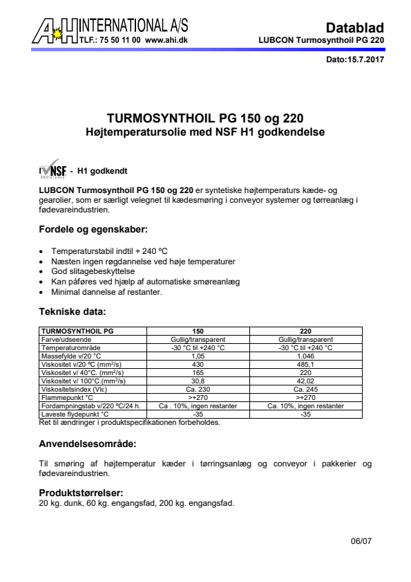 

Turmosynthoil PG 150, 220

